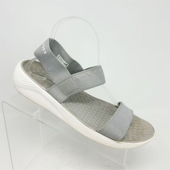 Crocs Women's Gray LiteRide Stretch Slingback Sandals Size 9 Casual Summer - Picture 1 of 13